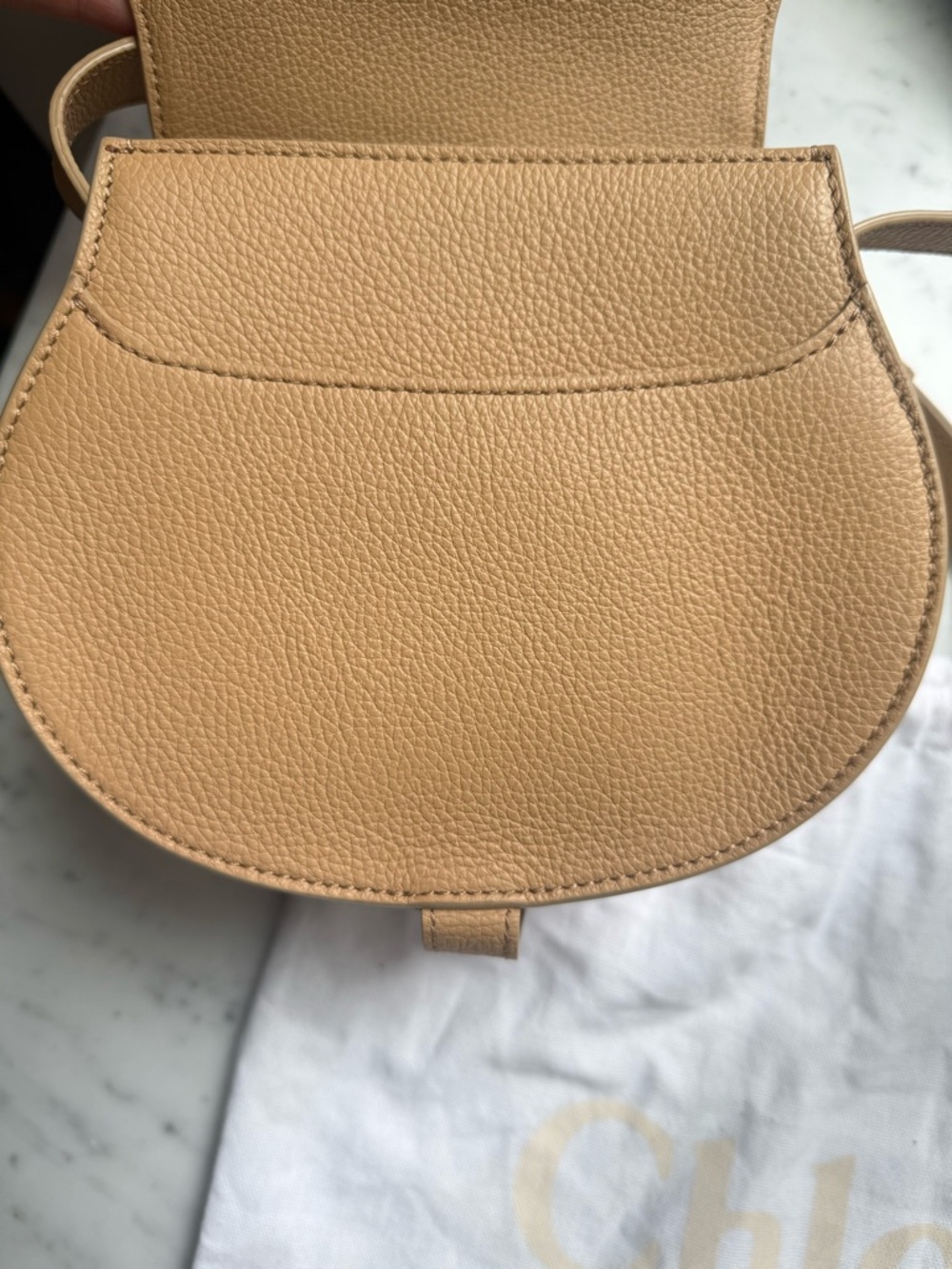 Chloe Small Marcie Leather Saddle Bag in Tan - Picture 4 of 7